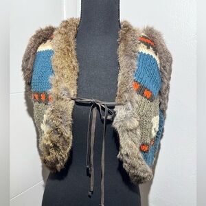 La ROK Rabbit Fur Knit Vest M